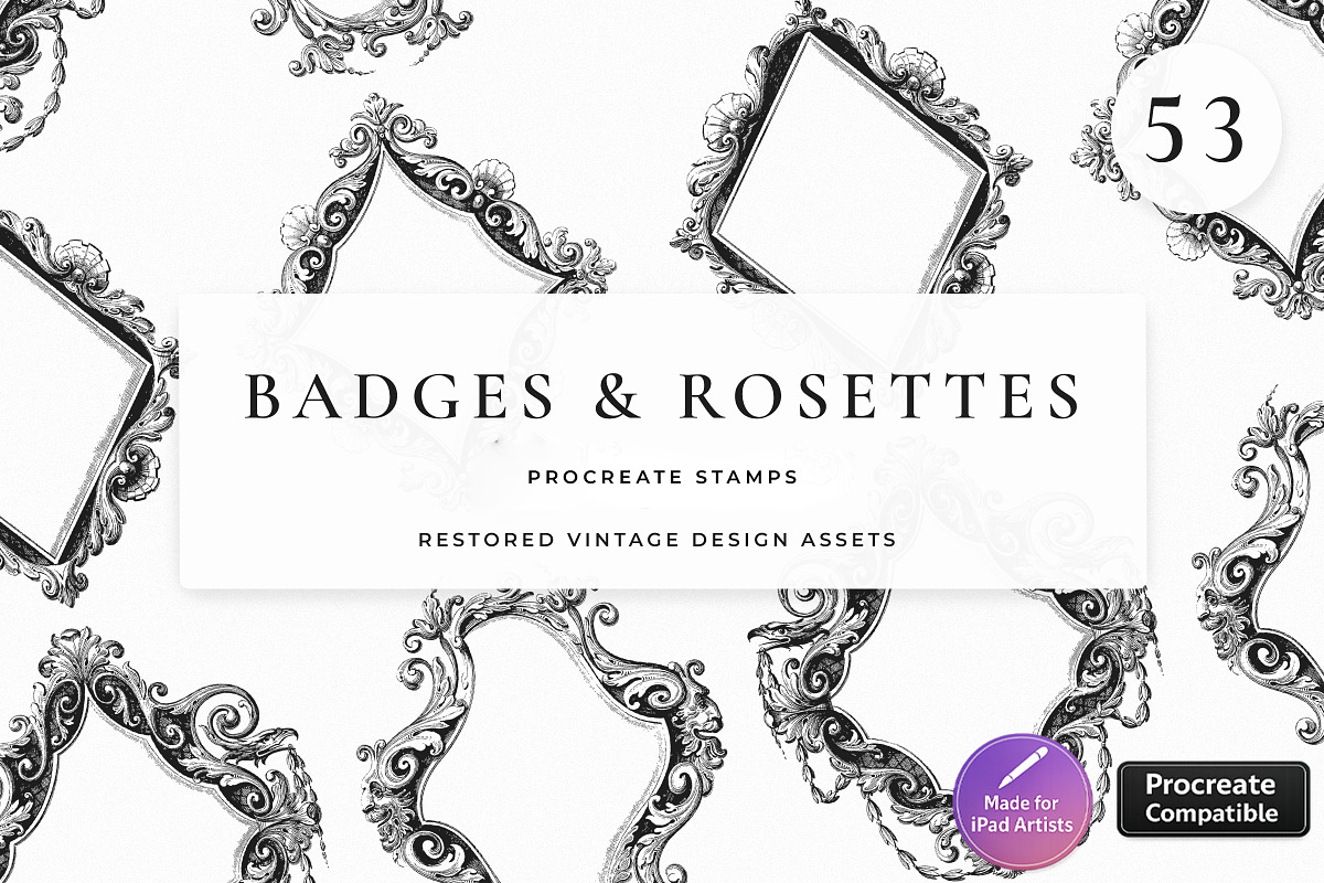 Procreate Badges and Rosettes, a Brush Add-On by Century Library (Photo 1 of 7)