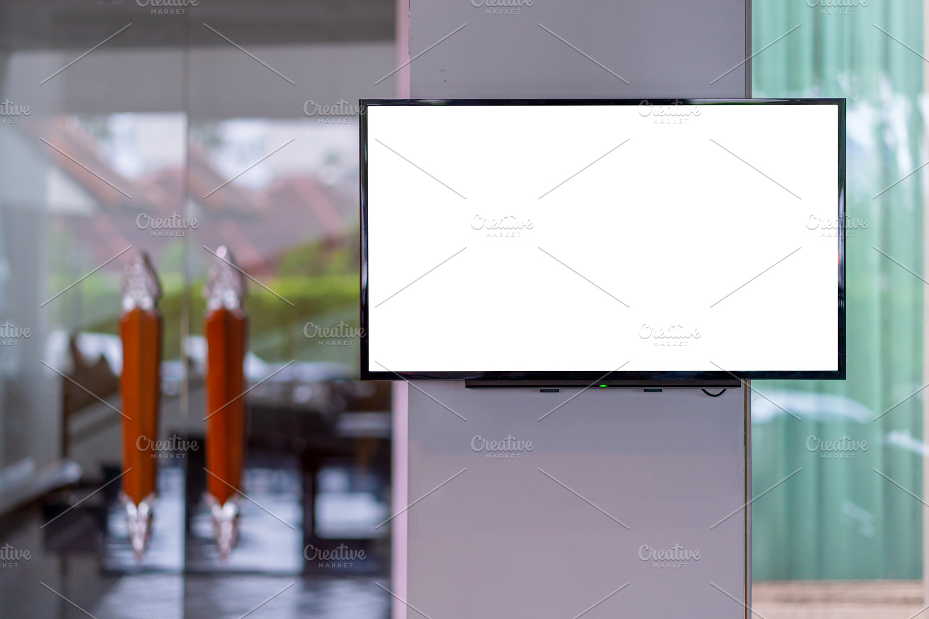 Blank white television screen or digital media blank billboard f, an Abstract Photo by Casanowe-studio