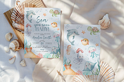 Under the Sea Baby Shower Invitation, a Templates & Theme by VeliusCreativeStudio (Thumbnail 4 of 5)