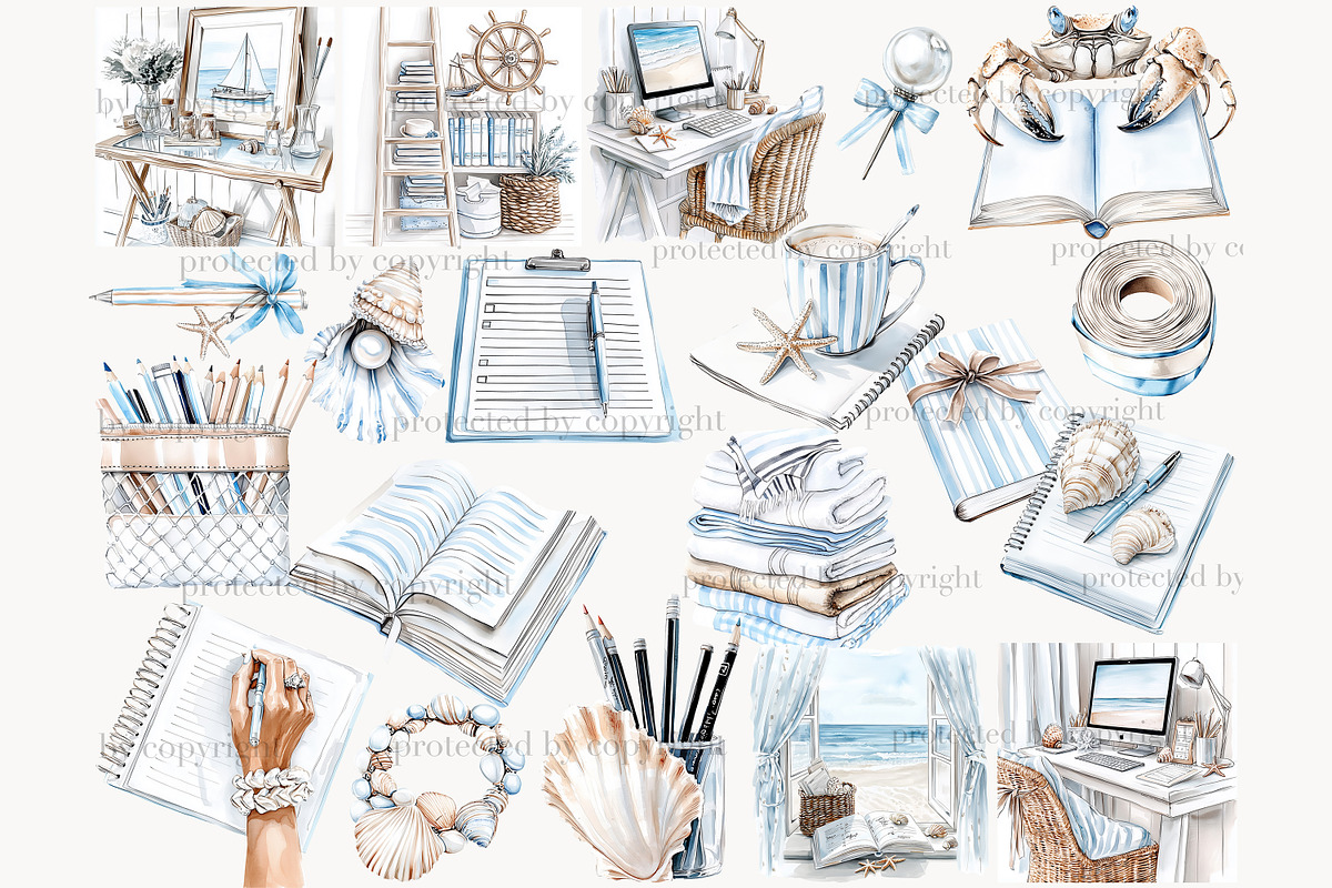 Summer Beach Clipart Collection, a Person Illustration by GlamArtZhanna (Photo 4 of 8)
