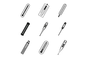 Thermometer temperature icons set, an Object Illustration by Ylivdesign