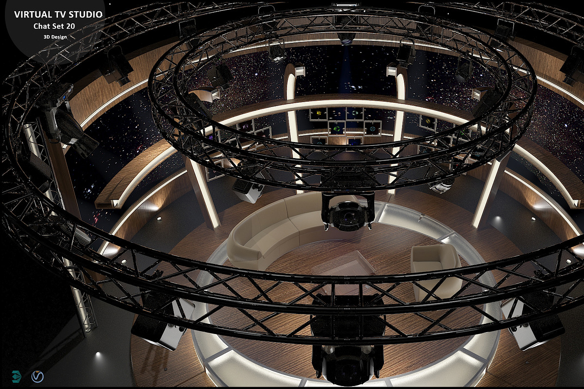 Virtual TV Studio Chat Set 20, an Architecture 3D Model by akerStudio (Photo 12 of 26)