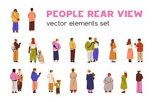 Rear view of people standing set, a Person Illustration by Good Studio