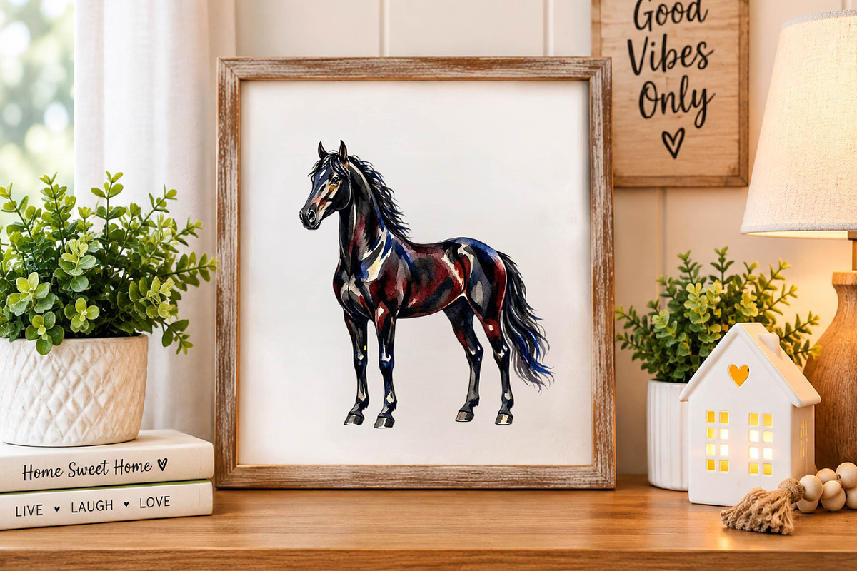 Watercolor Horse Clipart, an Animal Illustration by fashionaddict (Photo 7 of 7)