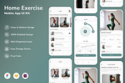 Home Exercise Mobile App UI Kit, an UI Kit Template by Betush (Thumbnail 1 of 2)