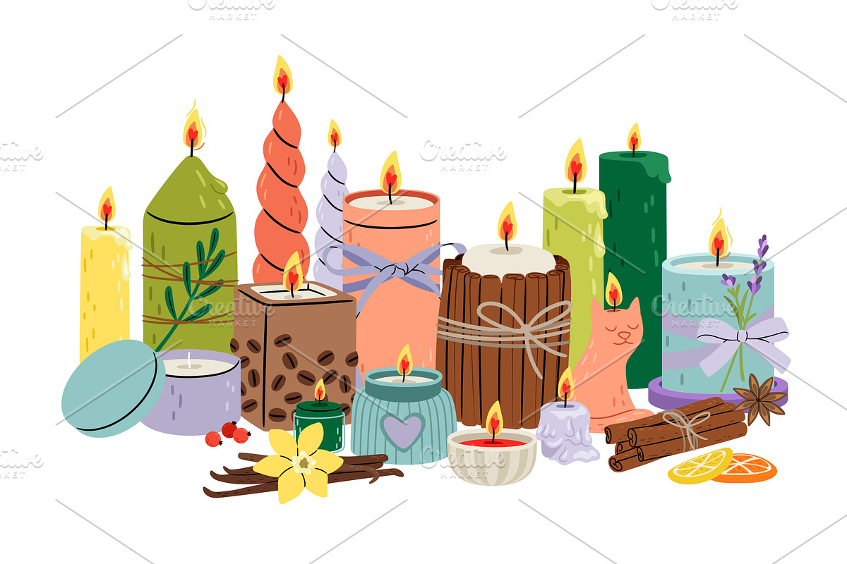 Scented candles collection. Hygge, an Object Illustration by Stock-Smart-Start