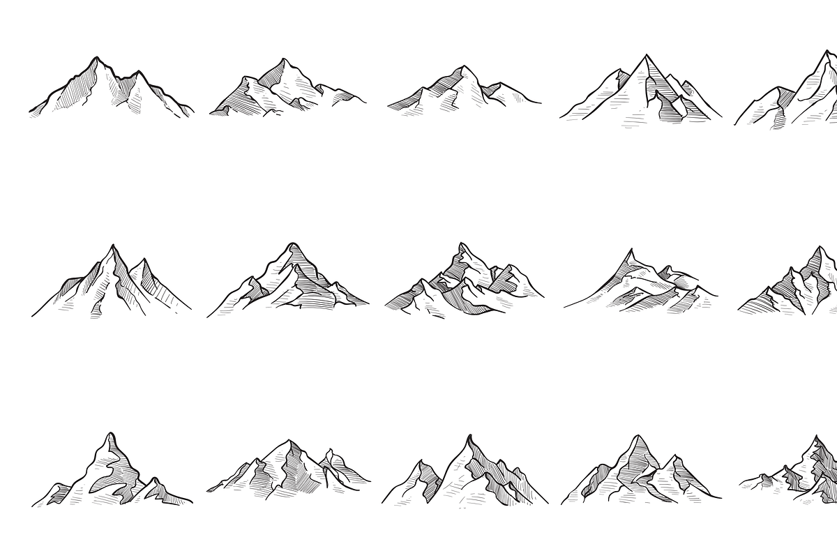 mountain handdrawn collection, an Object Graphic by nikagraphic