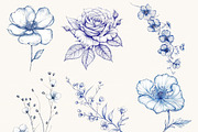 Vintage Line Art Floral Clipart, an Object Illustration by SparkyDesignsUS (Thumbnail 4 of 9)