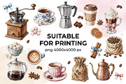 Watercolor Coffee Clipart (46), a Food Illustration by Iryna Denysova (Thumbnail 2 of 8)