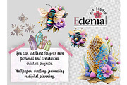 Boho Spring Bees & Honeycomb Clipart, an Animal Illustration by EdeniaArtStudio (Thumbnail 2 of 6)
