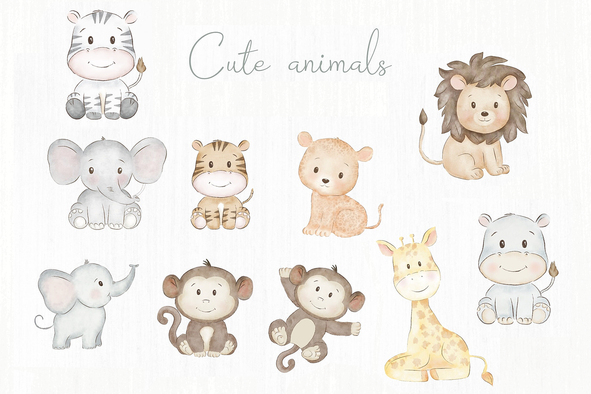 Watercolor Safari Clipart, an Illustration by Lolytop Studio (Photo 3 of 8)