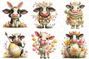 Whimsical Easter Cow Clipart, an Illustration by Black Bird Studio (Thumbnail 3 of 5)