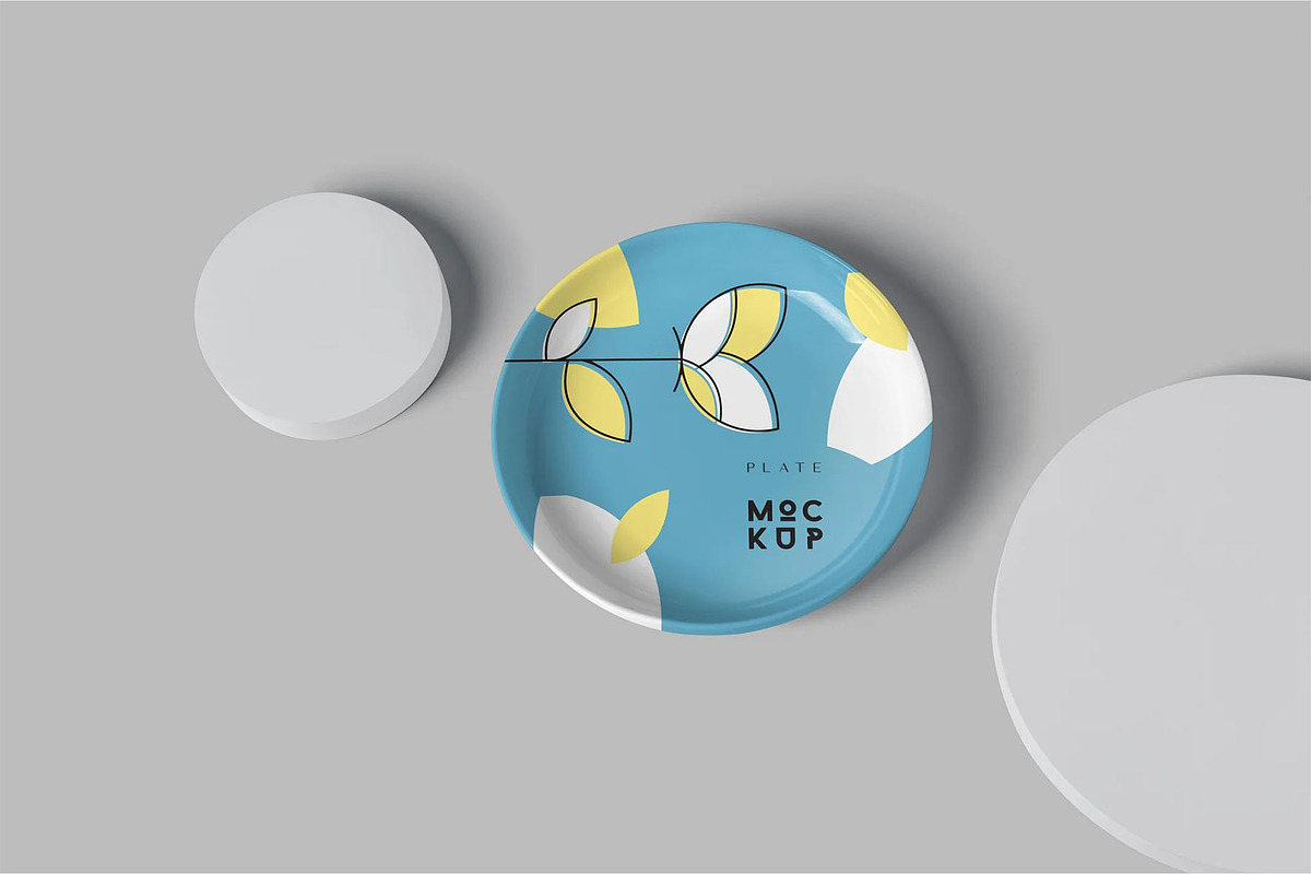 Round Ceramic Plate Mockup Templates, a Household Mockup by megostudi0 (Photo 3 of 7)