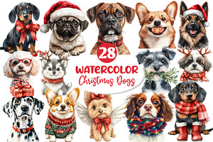 Christmas Funny Dog Clipart, an Illustration by Dream Creation