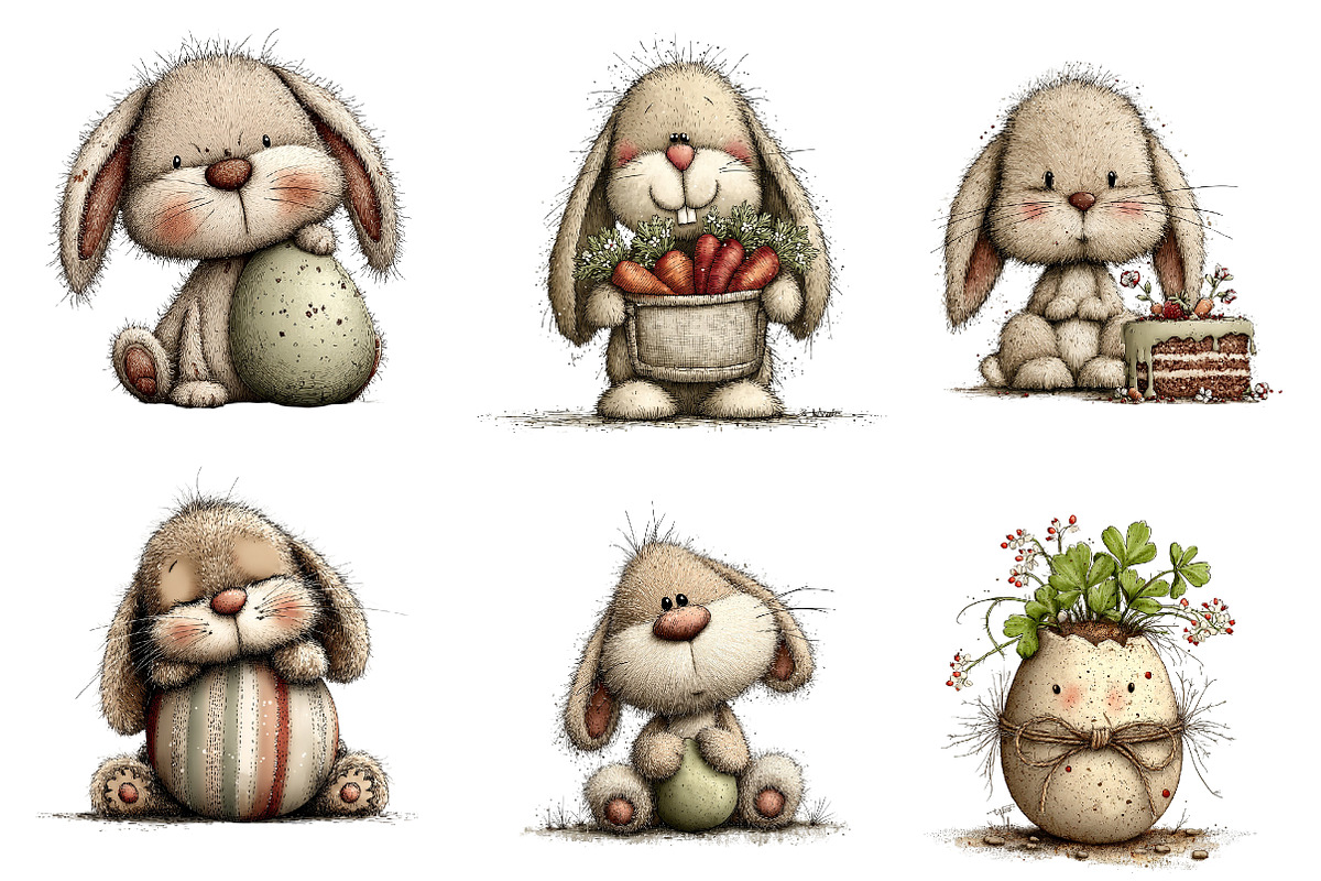 Cute Easter Clipart Bunny Png, an Illustration by CreationArt (Photo 4 of 5)