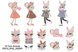 Cute Animals Clipart & Patterns