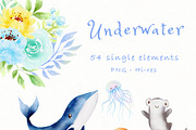 UNDERWATER SEA CLIPART, an Animal Illustration by heyiamalice (Thumbnail 7 of 13)
