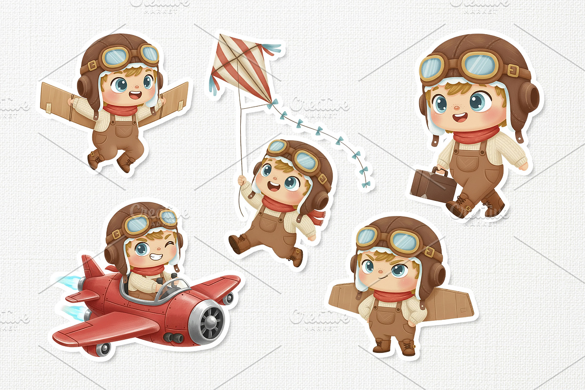 Playful Pilot Kid Cute Character, a Work Illustration by Gohsantosa (Photo 4 of 4)