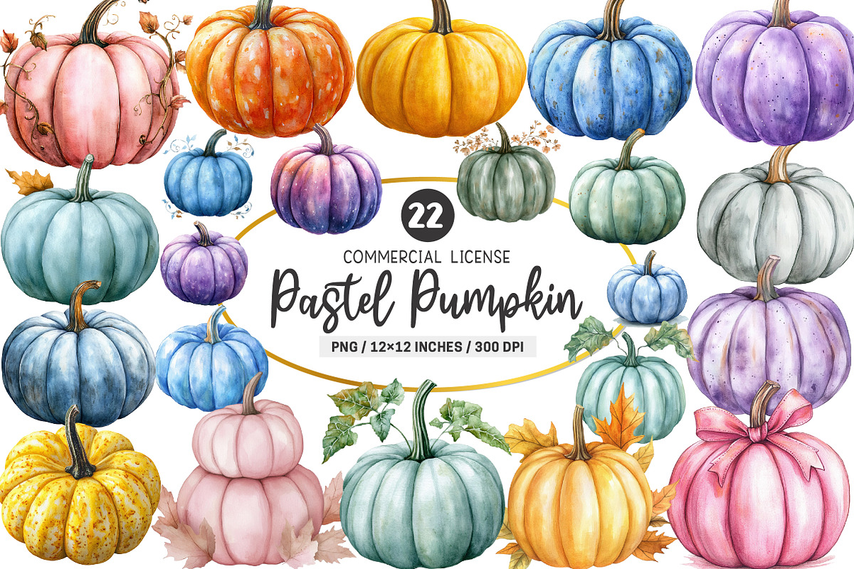 Pastel Pumpkin Clipart, an Illustration by SinaCreation (Photo 1 of 5)