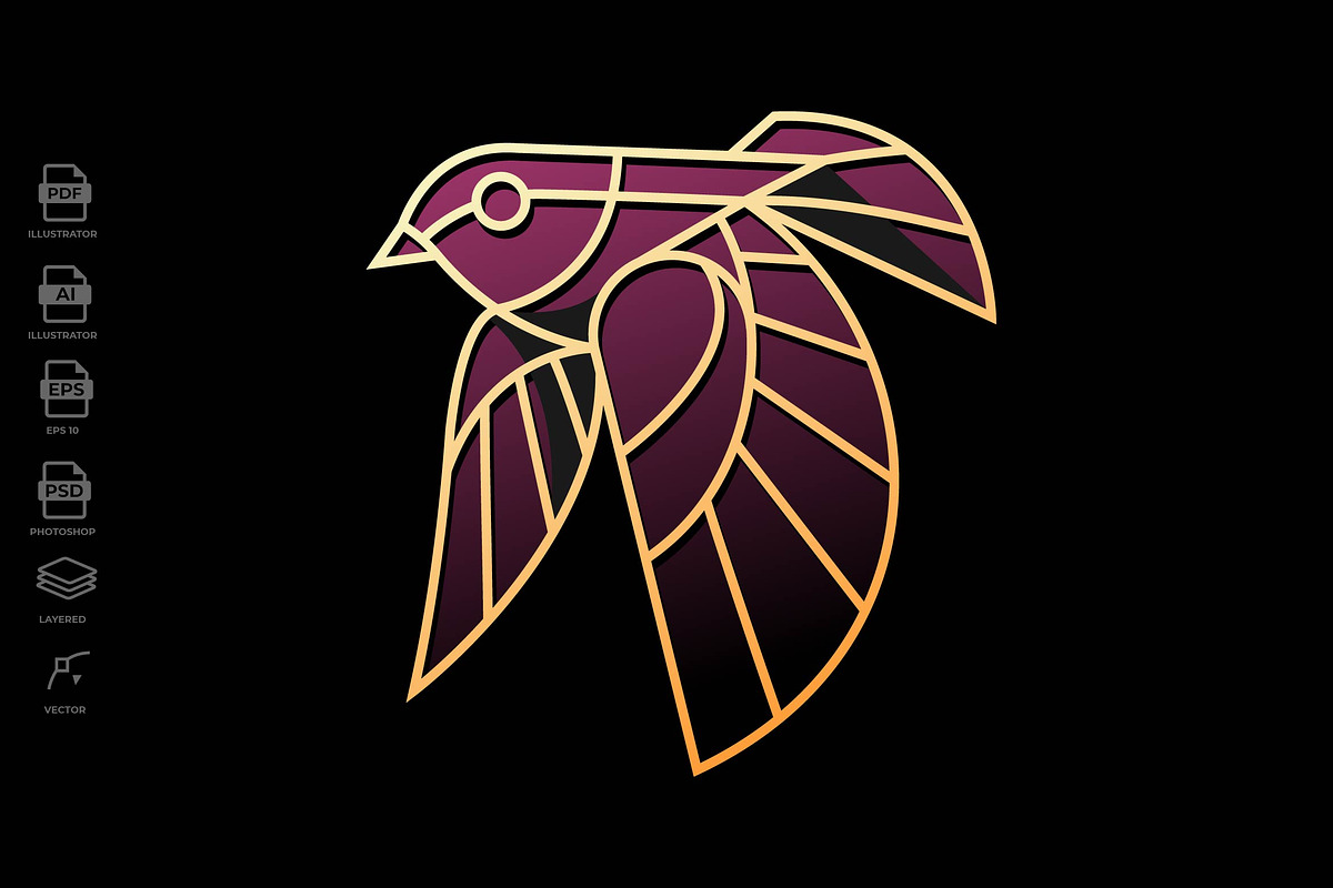 Lineart Bird Tattoo Illustration, an Object Graphic by Rupture
