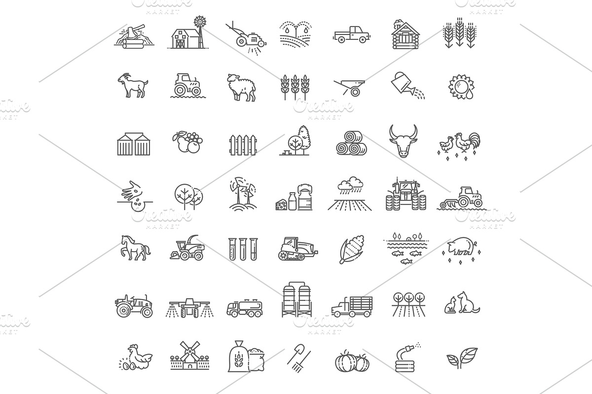 Set of Agriculture and Farming icons, an Outline Icon by Tettygreen (Photo 1 of 2)