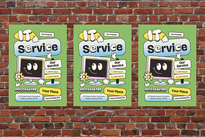 Retro Y2K IT Service Flyer Set