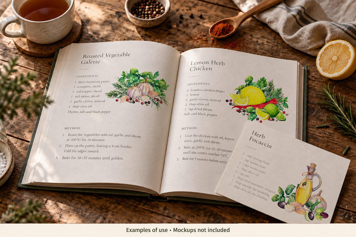 Herbs & Spices Watercolor Clipart, a Food Illustration by Where summer is (Photo 6 of 11)
