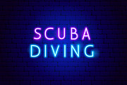 Scuba Diving Neon Vector Icons, an Outline Icon by Anna_leni (Thumbnail 8 of 9)