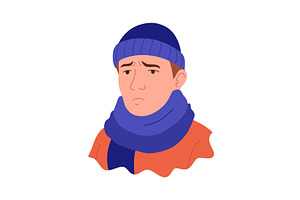 Flu symptom. Man showing cold, an Object Illustration by Things for designers