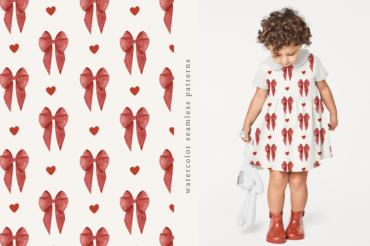 Red Bows Ribbon Watercolor Clipart, a Decorative Illustration by Ooh Lily (Photo 11 of 16)