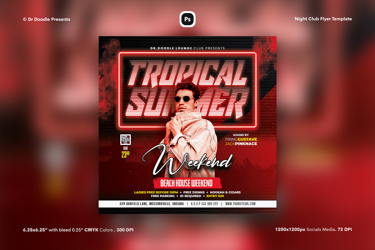 Night Club Flyer & Social Media, a Flyer Template by iDoodle Studio