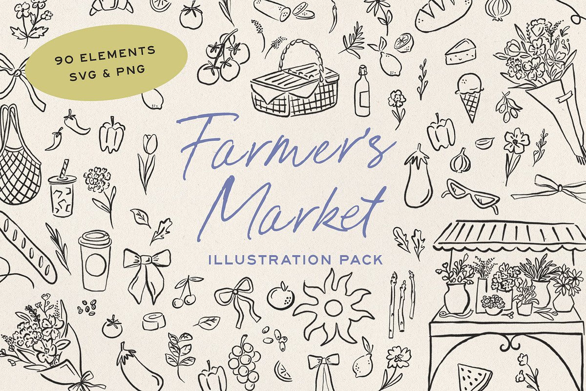 Farmer's Market Hand Drawn Elements, an Illustration by Claire Emery Designs (Photo 1 of 5)