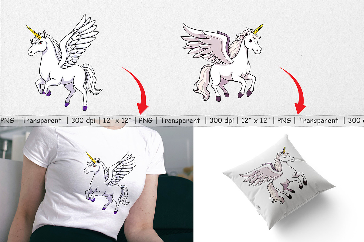 Winged Unicorn Clipart, a Graphic by Artnoy (Photo 3 of 5)