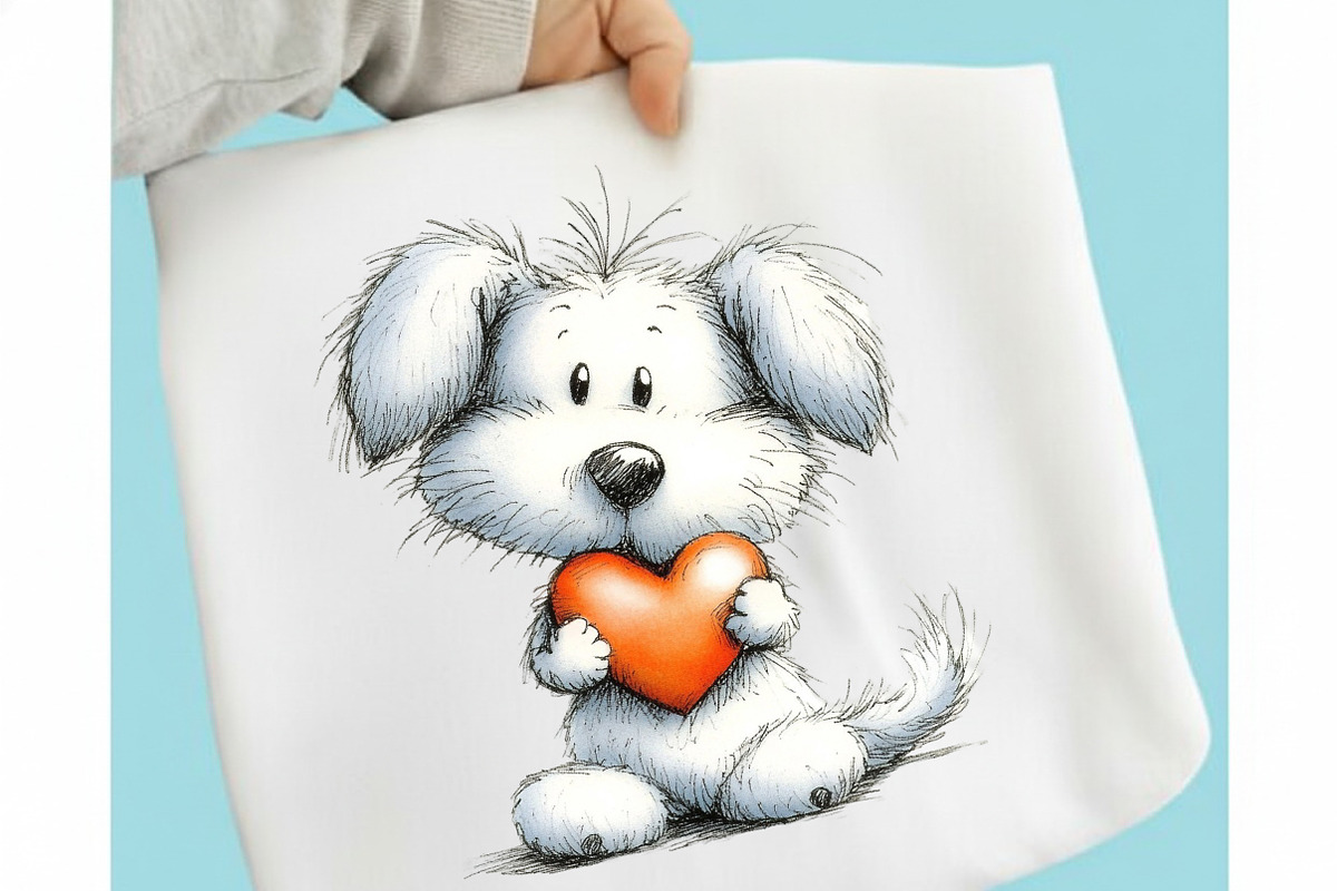 Cute-whimsical Valentine Fluffy Dogs, an Animal Illustration by designcity5 (Photo 4 of 5)
