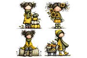 Autumn Girl PNG Clipart Bundle, a Seasonal Illustration by Nicolle's Colorful Art (Thumbnail 5 of 5)