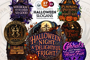 Halloween slogans Clipart V2, a Seasonal Illustration by ThatsDesignArt (Thumbnail 1 of 10)