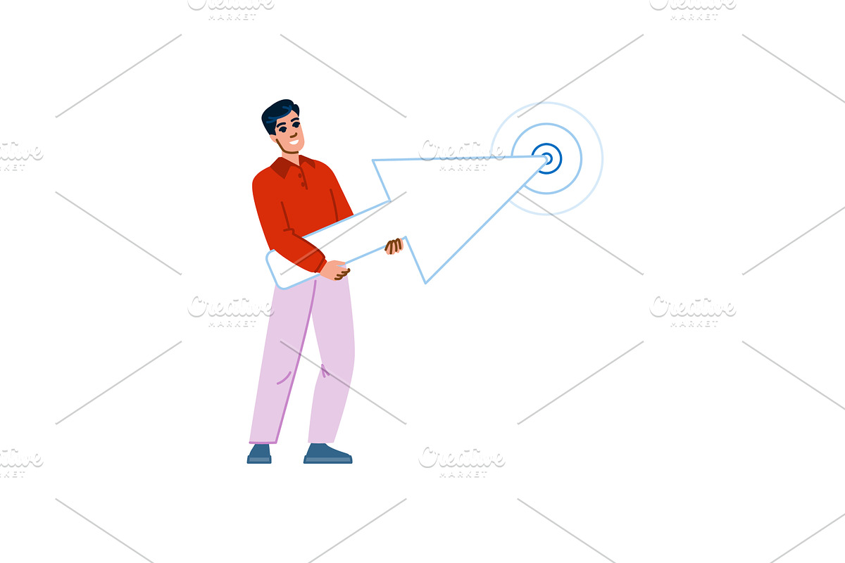 Man holding huge cursor arrow, a Technology Illustration by pikepicture