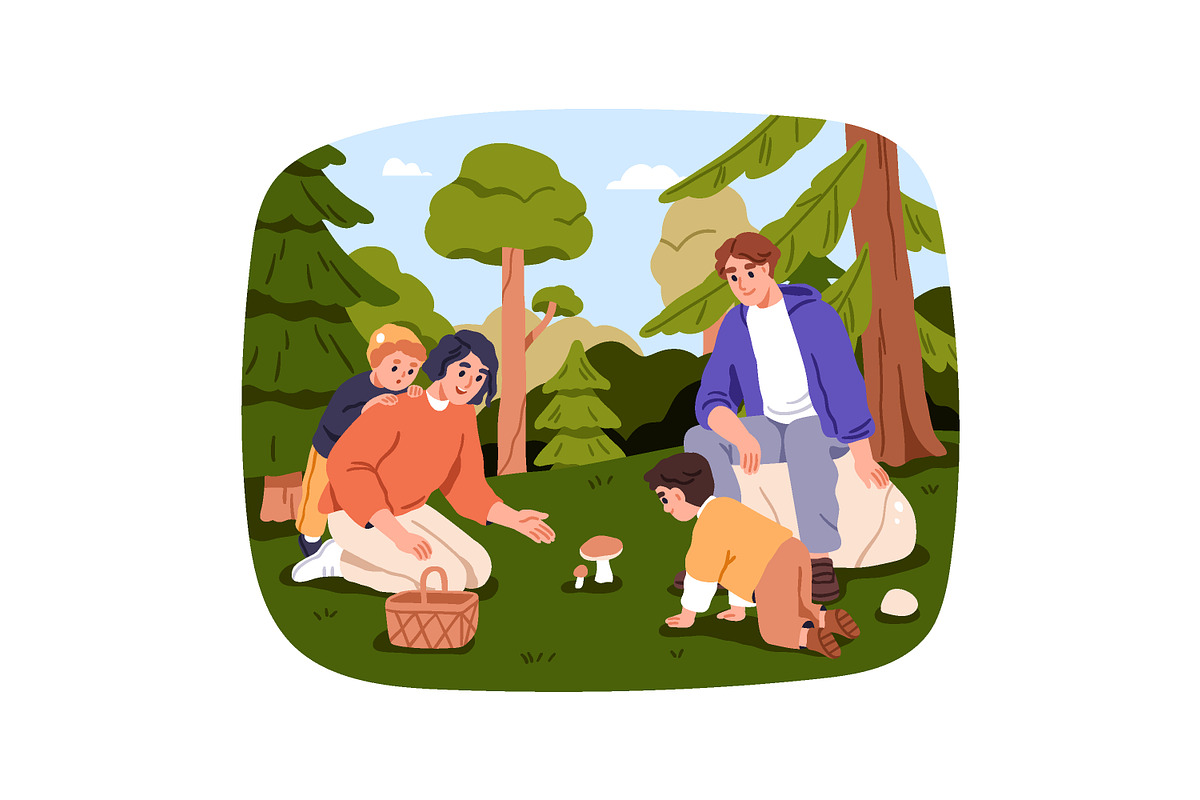 Families with kids in forest nature, a Person Illustration by Good Studio (Photo 3 of 7)