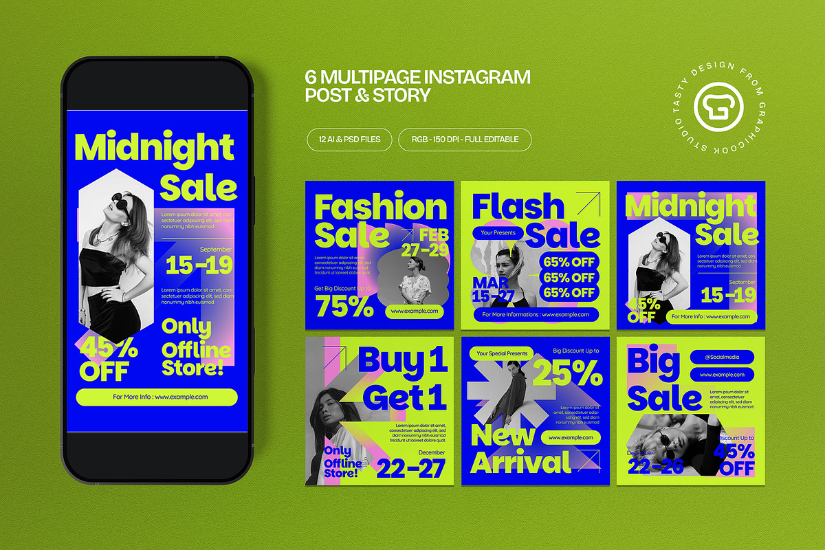 Blue Fashion Sale Instagram Set, a Social Media Template by graphicook (Photo 1 of 3)