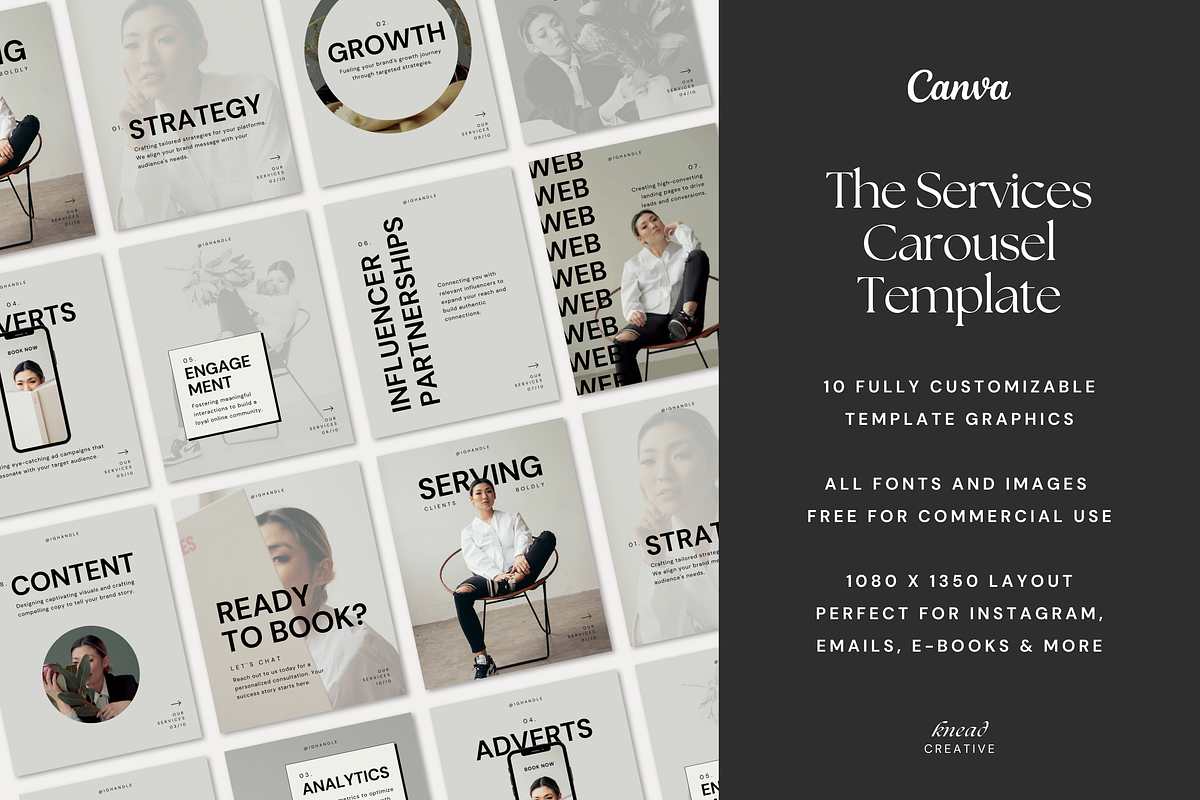 Services Canva Social Templates, a Social Media Template by Knead Creative (Photo 1 of 6)