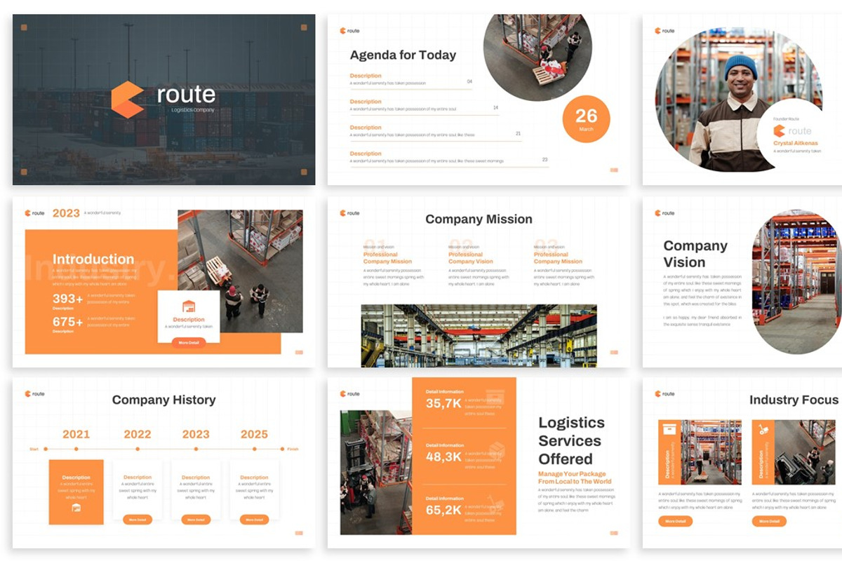 Route - Logistic Powerpoint Template, a Presentation Template by SlideFactory (Photo 2 of 4)