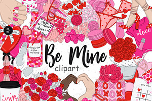 Be Mine Clipart, a Seasonal Illustration by GlamArtZhanna