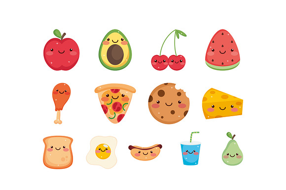 Cute Food Character Illustration Set preview 2