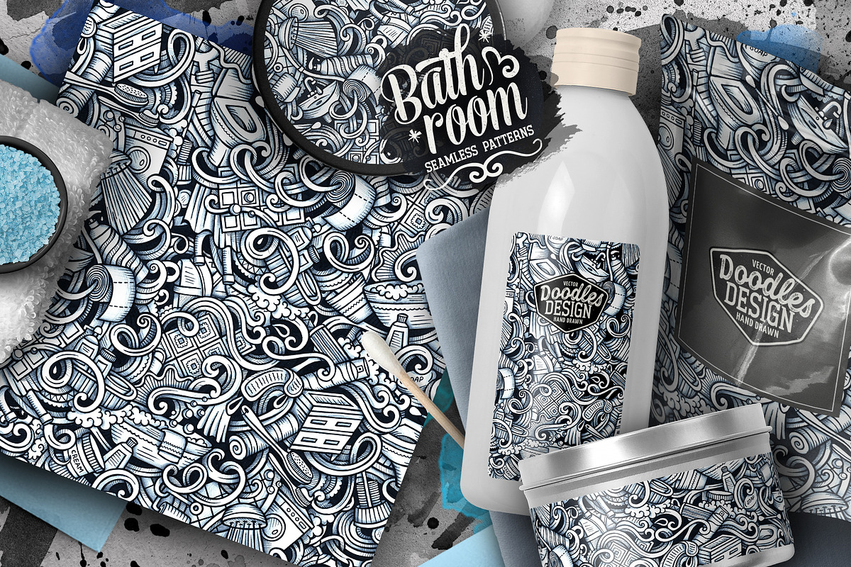 Bathroom Graphics Seamless Patterns, a Pattern Graphic by BALABOLKA (Photo 4 of 7)