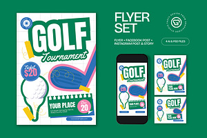 White Golf Tournament Flyer Set, a Flyer Template by graphicook