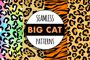 Big Cat Seamless Pattern Bundle