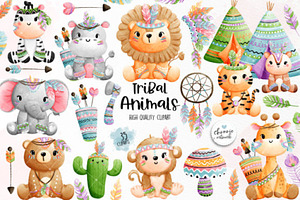 Tribal Animals Clipart, Tribal