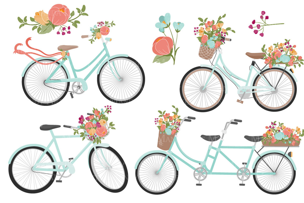 Bohemian Bicycles & Flowers Clipart, an Illustration by Amanda Ilkov (Photo 5 of 5)