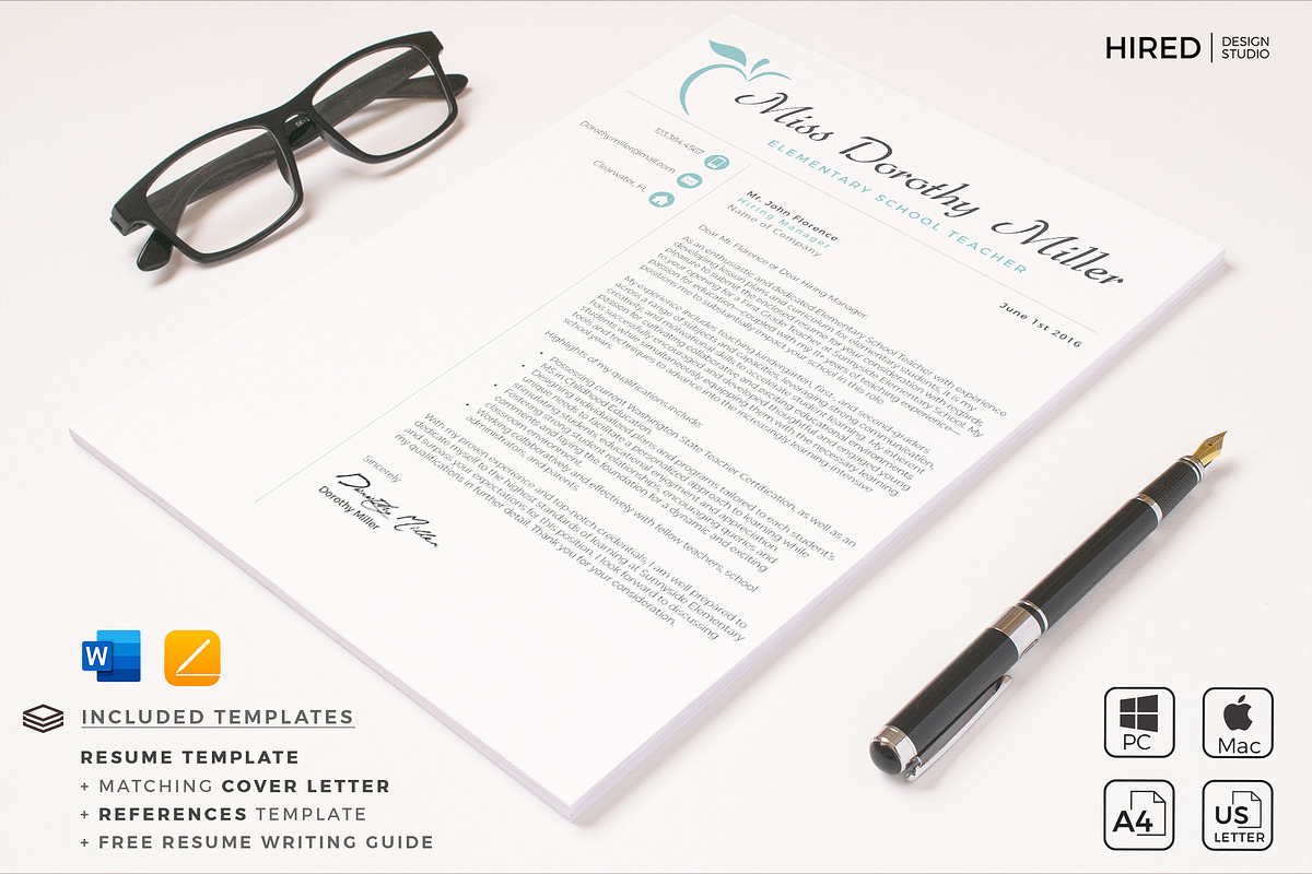 Professional Resume for Teachers, a Resume Template by HIRED Design Studio (Photo 10 of 13)