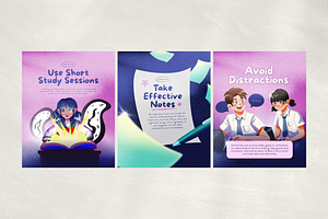 Canva Student Productivity Carousel, a Social Media Template by Dstudio